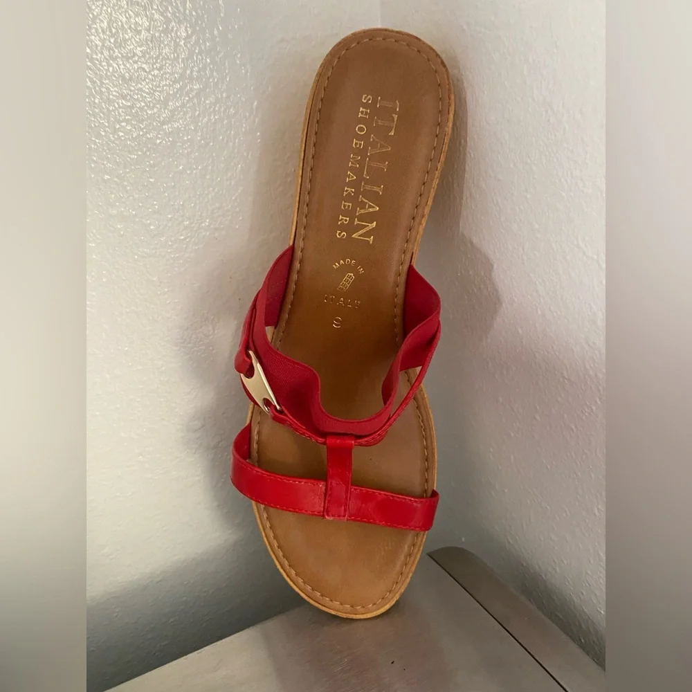 ITALIAN SHOEMAKER ...Elegant Red Wedge Sandals